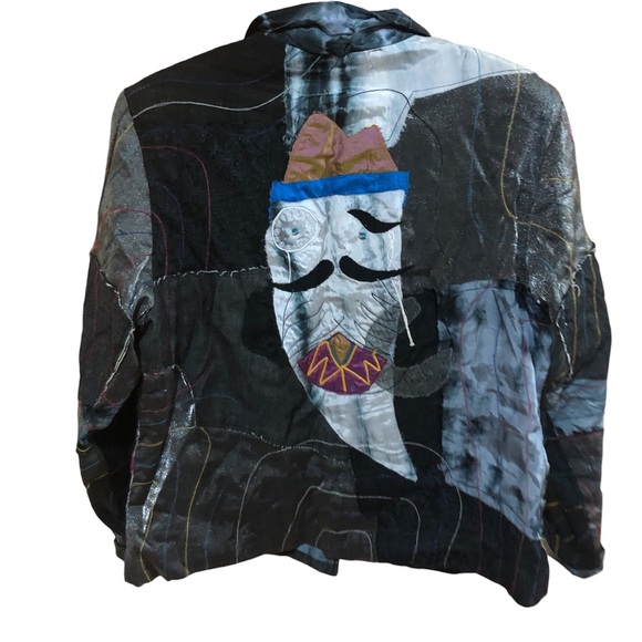 Sandy Starkman Jacket Womens Med Art to Wear Silk Rayon 80's 90's Y2K - Picture 2 of 16